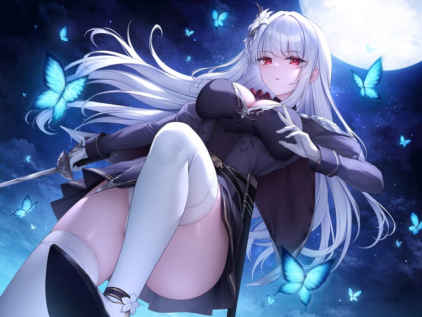 原创 1名女孩 蓝蝴蝶 乳房 虫子 蝴蝶