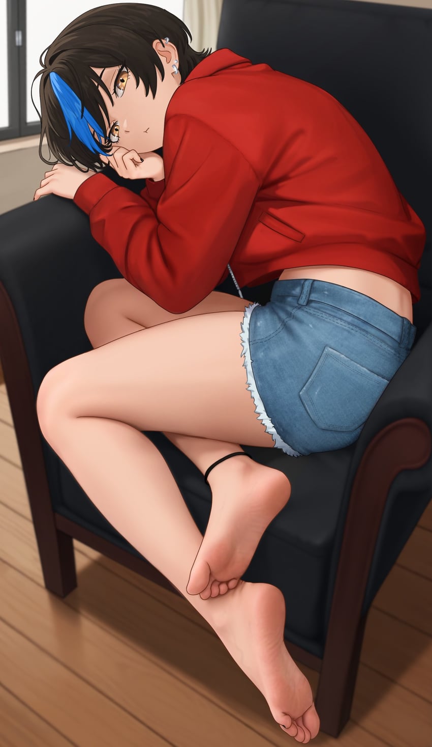 原创、白木 (Nihu) 1名女孩 :t 护踝/脚踝扣带 裸腿 赤脚