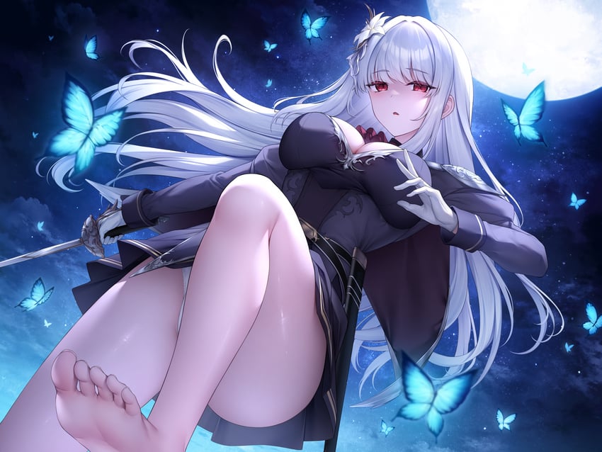 原创 1名女孩 赤脚 蓝蝴蝶 乳房 虫子