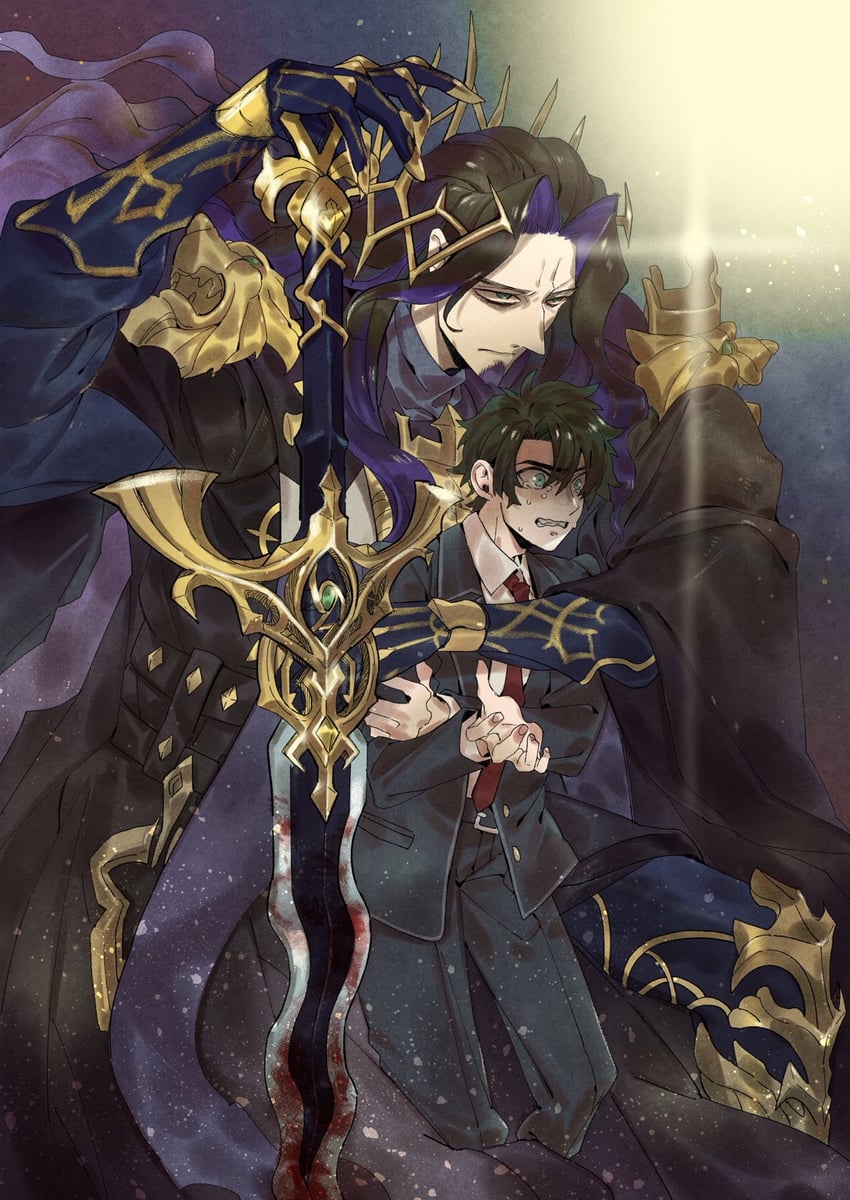 Fate/Grand Order、Fate系列、藤丸立香 (男) 2个男孩 黑斗篷 黑色手套 黑发 黑色夹克