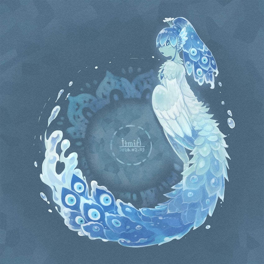 原创 1名女孩 兽耳 作者名 鸟耳 鸟腿/细腿