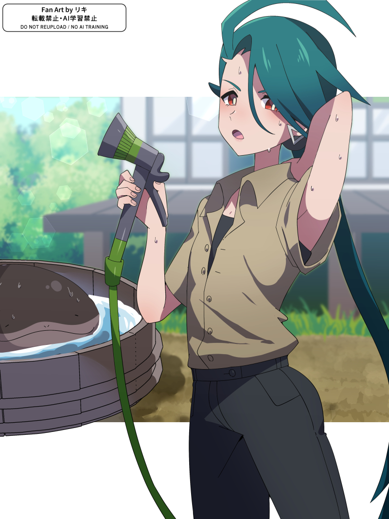 宝可梦、宝可梦 朱/紫、土王 1名女孩 呆毛 中性 屁股 黑裤子
