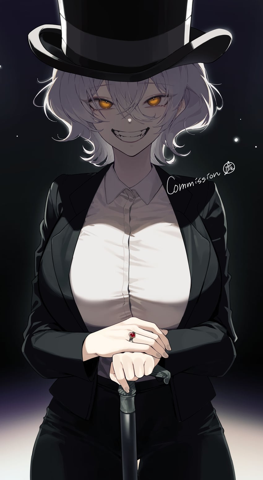 原创 1名女孩 黑色背景 黑色夹克 黑裤子 乳房