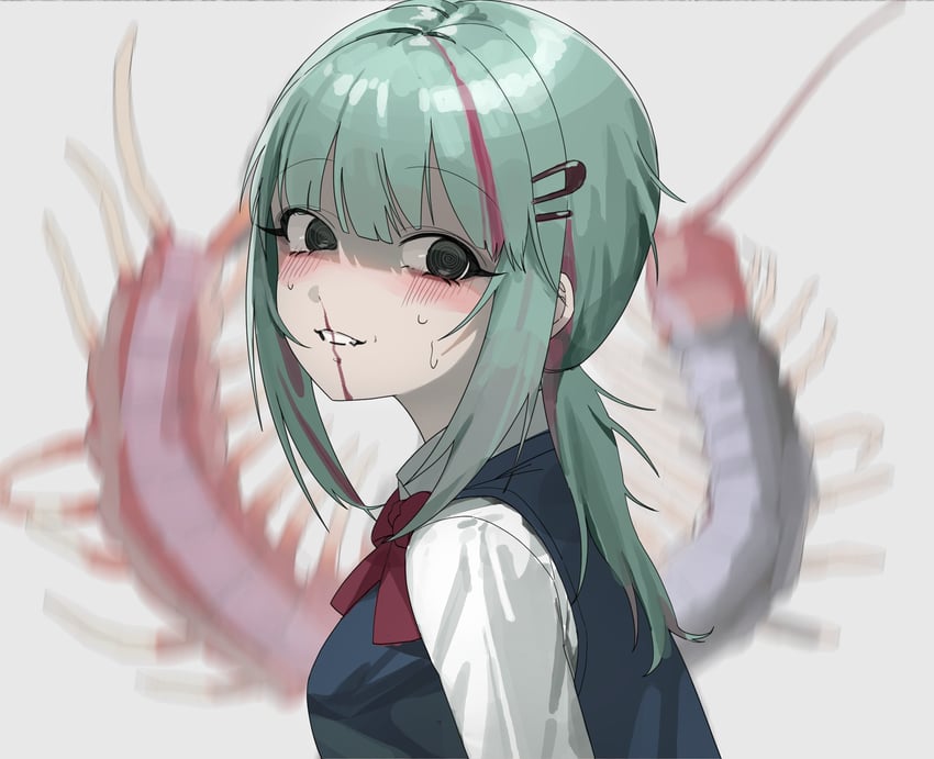 原创 1名女孩 @_@ 水色发 血 嘴角流血