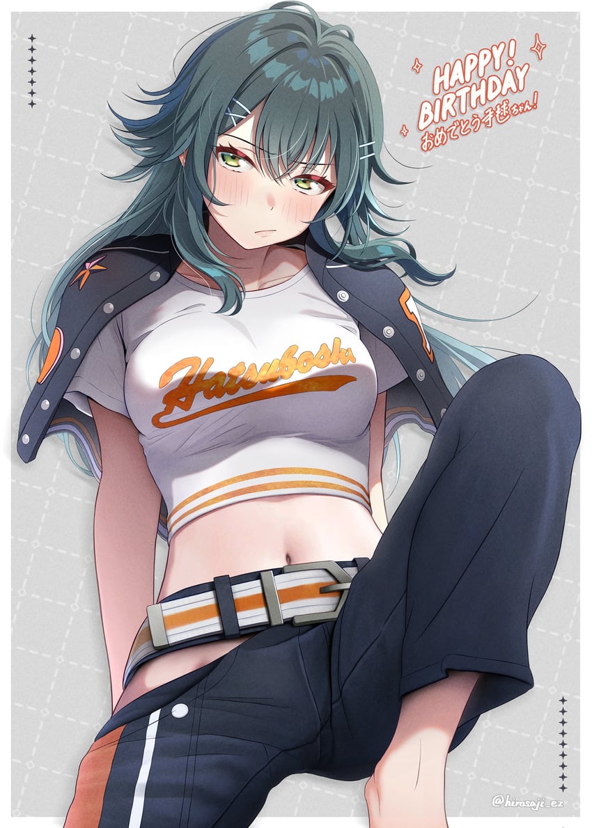 Campus Mode!! (偶像大师)、学园偶像大师、偶像大师 1名女孩 水色发 双手背在身后 赤脚 腰带