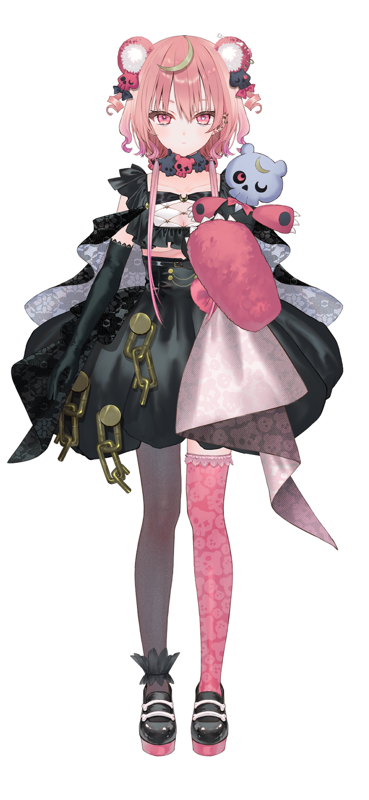 Varium、arcana grimmybear 1名女孩 兽耳 不对称腿部穿着 熊耳 黑色手套