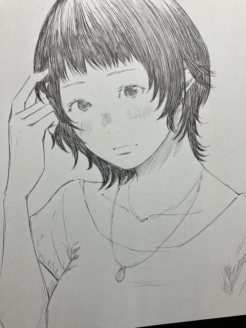 原创 1名女孩 脸红 闭嘴 无表情 灰度
