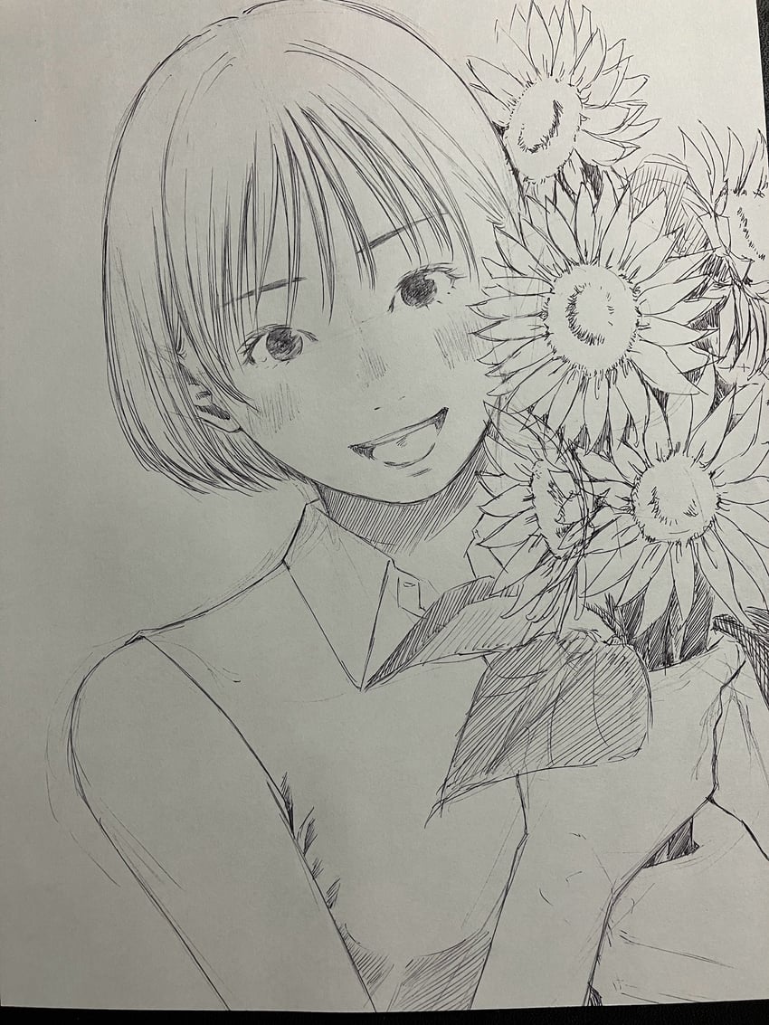 原创 1名女孩 :D 裸臂 有领衬衫 花