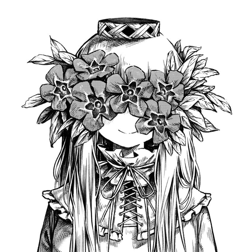 二次元插画 1名女孩 闭嘴 项圈 连衣裙 面向观众