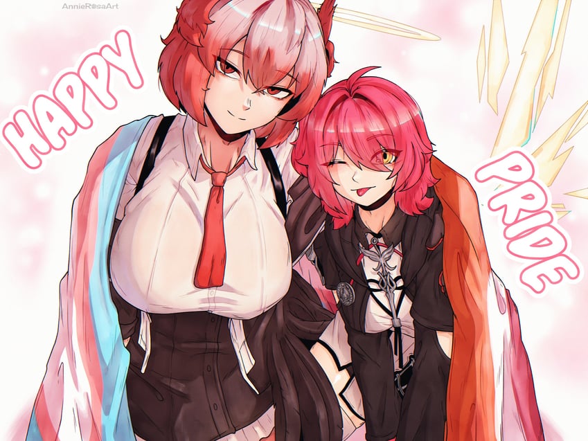 明日方舟、能天使 (明日方舟)、能天使 (新约) (明日方舟) 2名女孩 异形乳量 (大) 兽耳 鸟耳 鸟娘