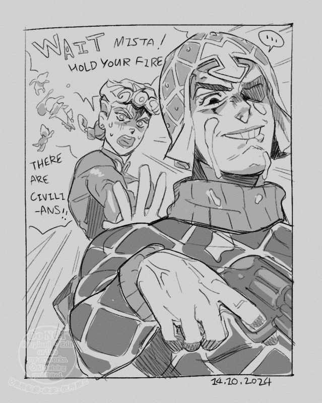 JOJO的奇妙冒险、黄金之风、乔鲁诺·乔巴纳 ... 2个男孩 生气 菱格纹衣服 漫画
