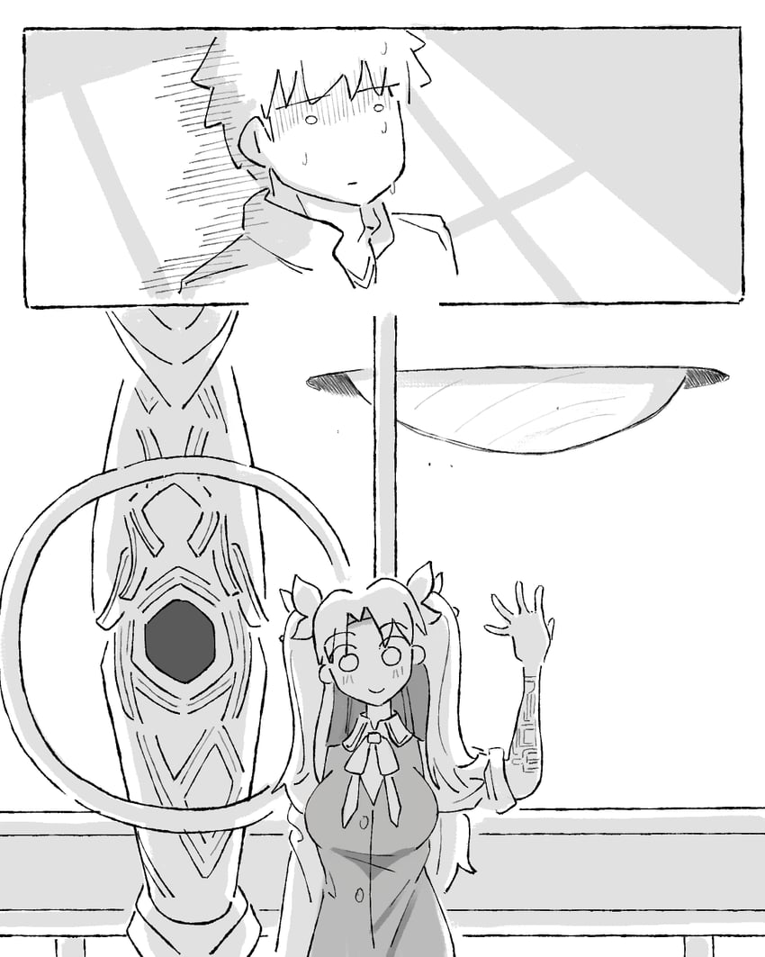 Fate/stay night、命运之夜 无限剑制、Fate系列 1名女孩 两格漫画 异形乳量 (大) 漫画 假笑