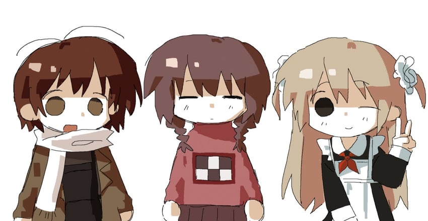 血肉与混凝土、梦日记、Z.A.T.O. // 我爱这世界的一切 3人女子 围裙 黑色连衣裙 金发 辫子