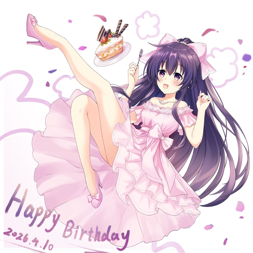 约会大作战、夜刀神十香 1名女孩 赤脚 生日 蝴蝶结 蛋糕
