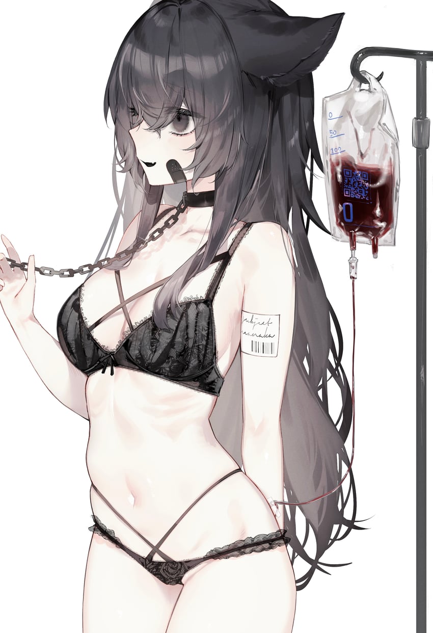 原创 1名女孩 兽耳 创可贴 脸颊上的创可贴 脸上的创可贴
