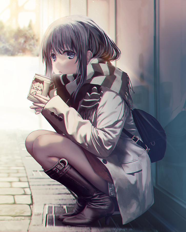 原创 1名女孩 背包 包 靴子 罐子