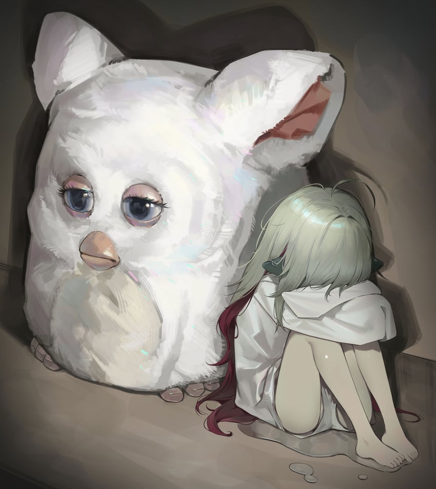 原创、菲比娃娃 1名女孩 呆毛 兽耳 裸腿 赤脚