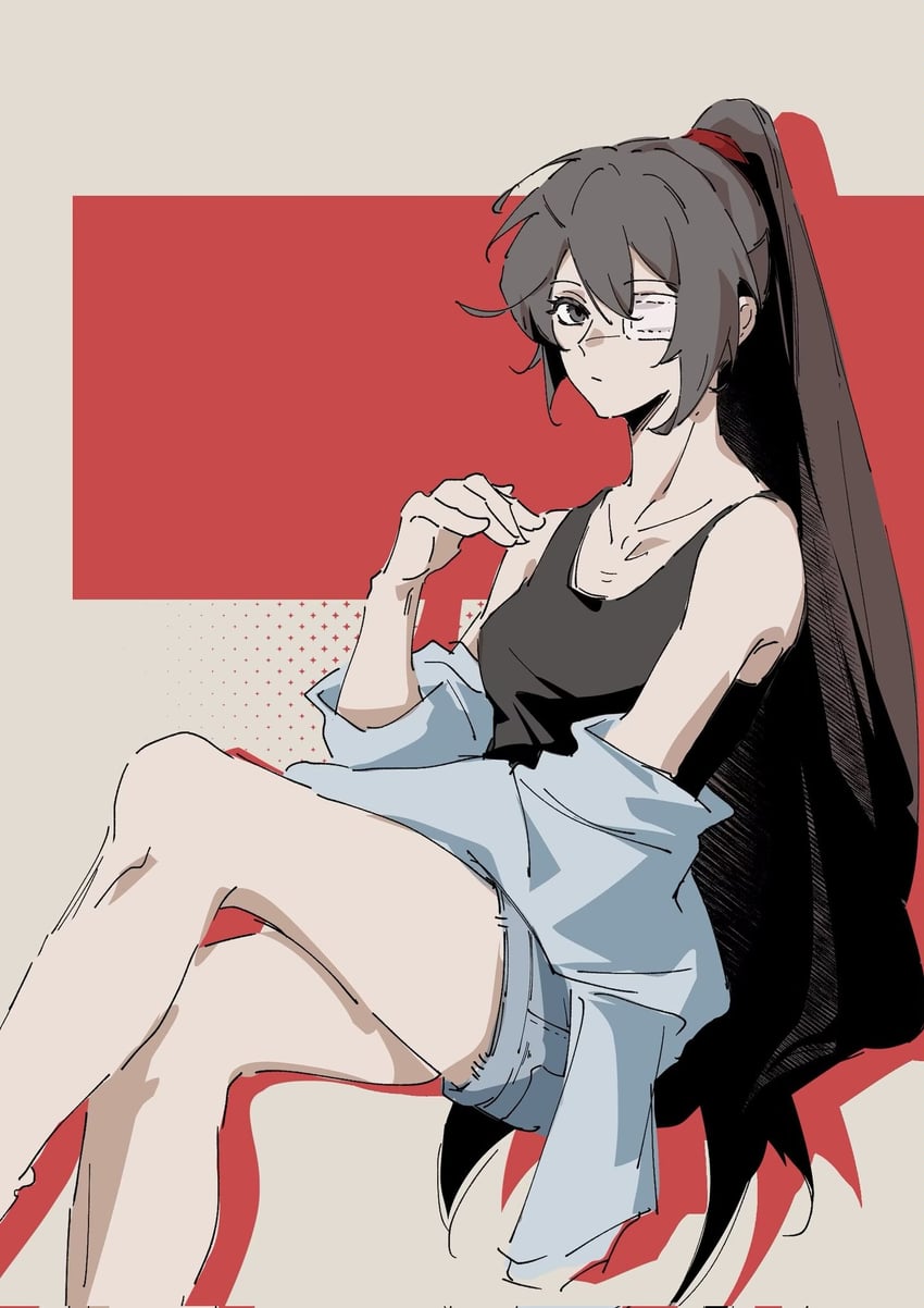 脑叶公司、Project Moon、卡门 (Project Moon) 1名女孩 黑衬衫 蓝色短裤 棕眼睛 棕发