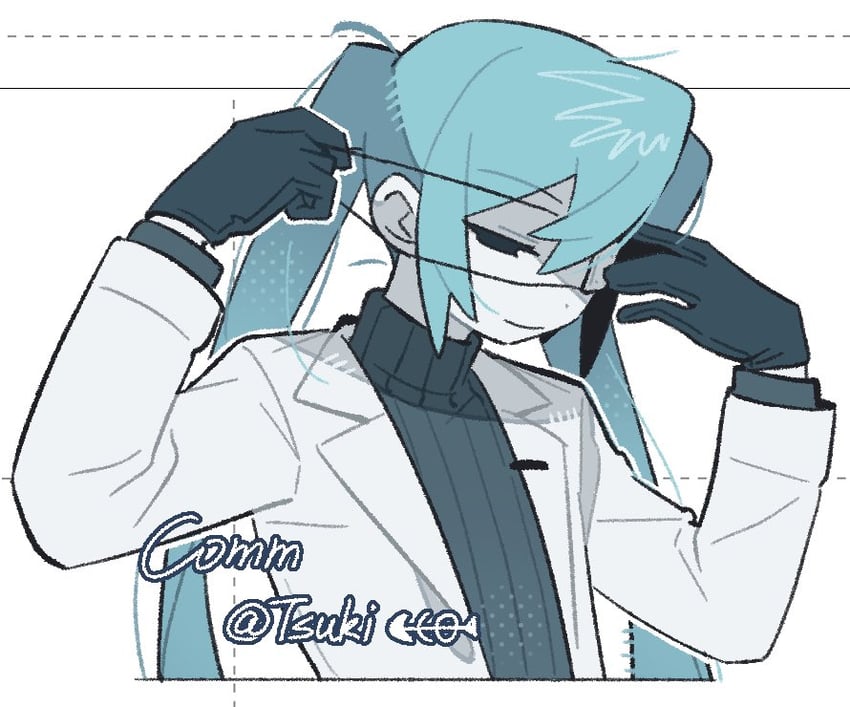 gifted (vocaloid)、VOCALOID、初音未来 1名女孩 调整眼罩 黑瞳 黑色手套 黑色毛衣