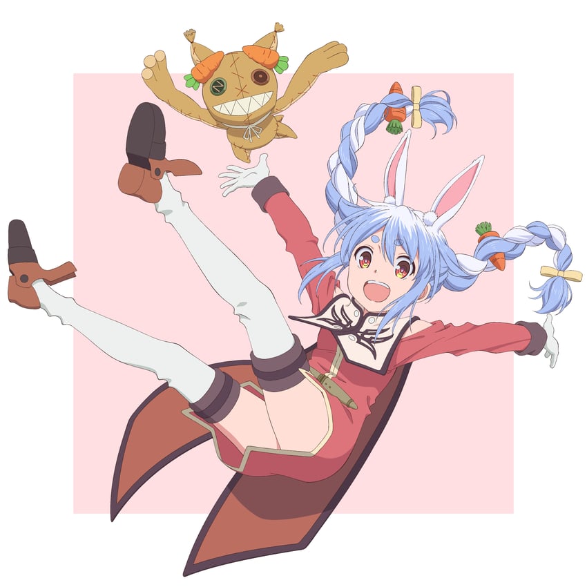 Hololive、兔田佩克拉 1名女孩 :D 兽耳 边框 辫子