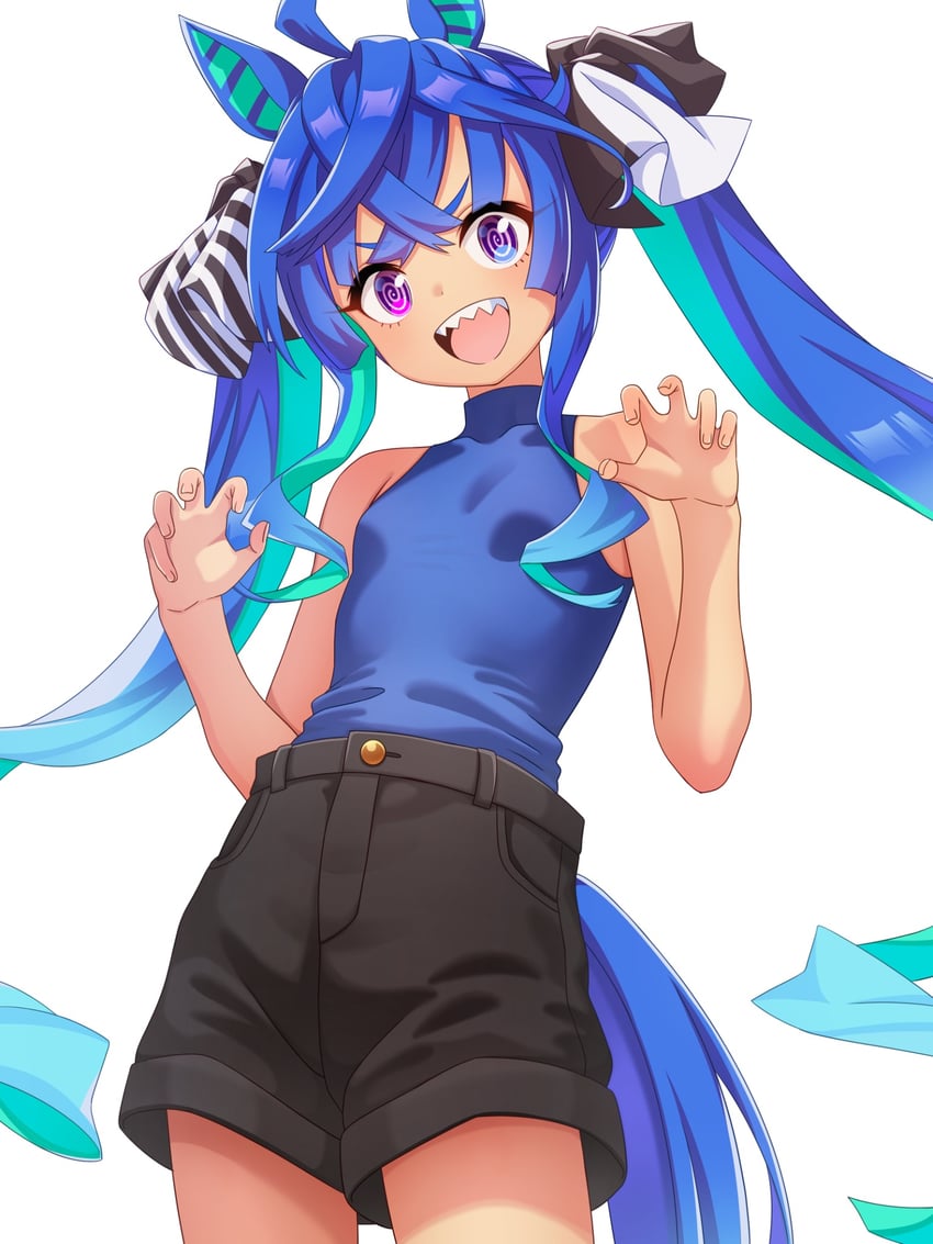 赛马娘、双涡轮 (赛马娘) 1名女孩 @_@ 呆毛 替换服装 兽耳