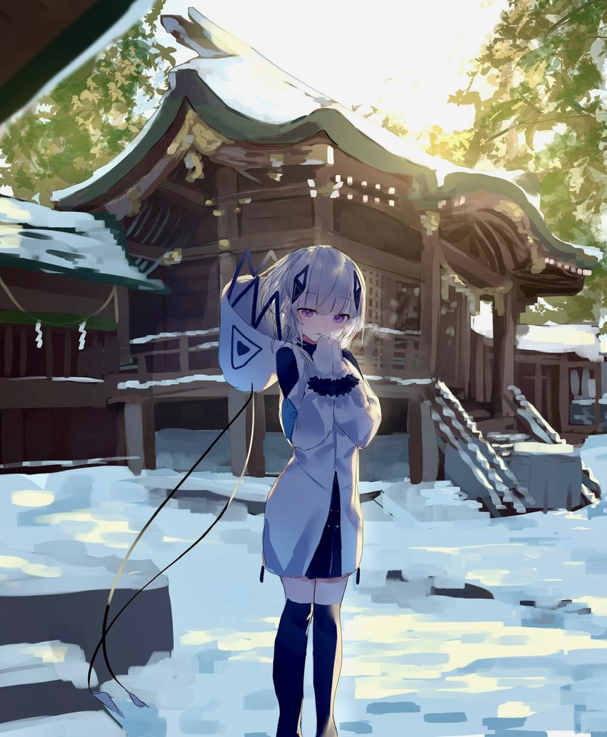 CeVIO、神椿工作室、可不 (CeVIO) 1名女孩 黑色过膝袜 吐息 白天 脚部不在画面内