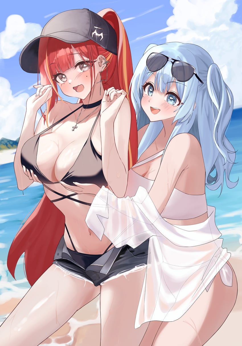 Stellive、绯音丽濑、荒桥旅 2名女孩 :D 替换服装 棒球帽 海滩