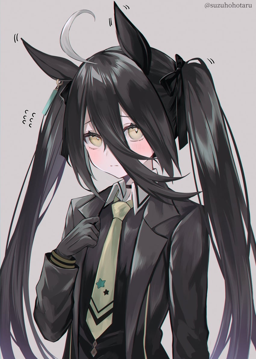 赛马娘、曼城茶座 (赛马娘) 1名女孩 黑色大衣 黑色手套 外套 手套