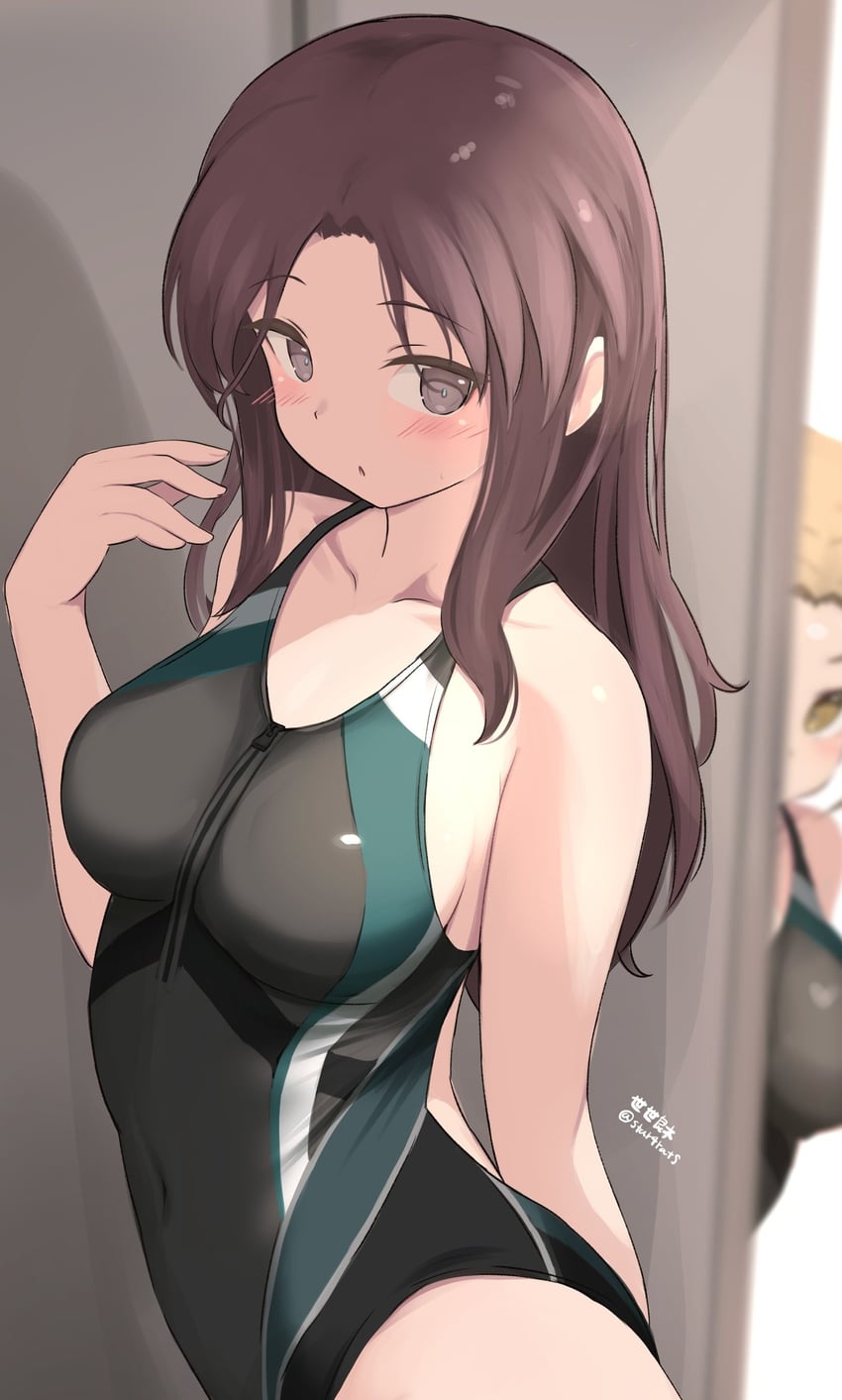二次元插画 2名女孩 作者名 生日 脸红 乳房