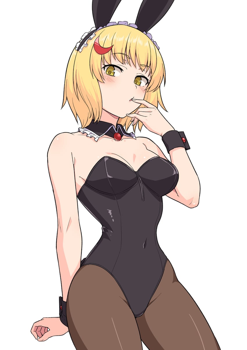 东方Project、露娜萨·普莉兹姆利巴 1名女孩 露肩 黑色紧身连体衣 金发 乳房