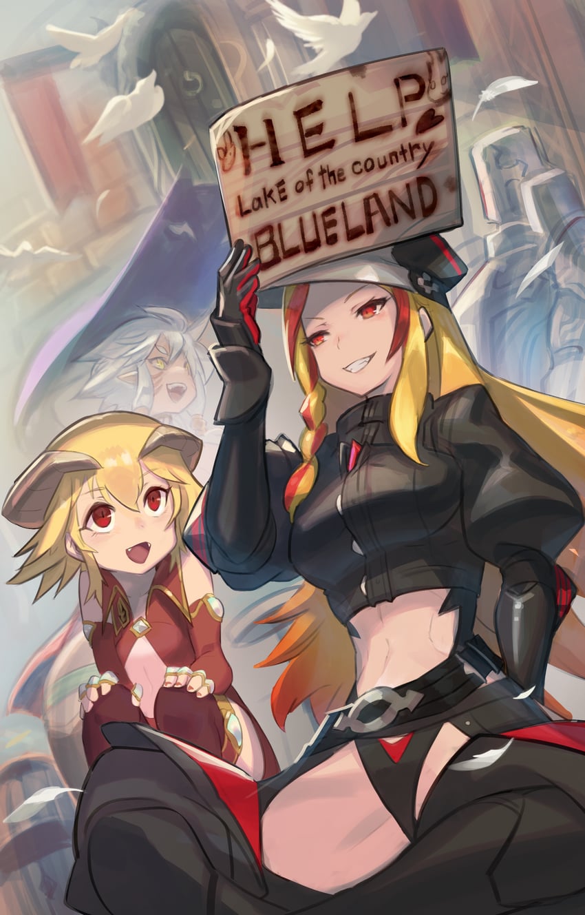 Pixiv Fantasia、Pixiv Fantasia Last Saga、克鲁什·科尔努 3人女子 :D 铠甲 桶 鸟