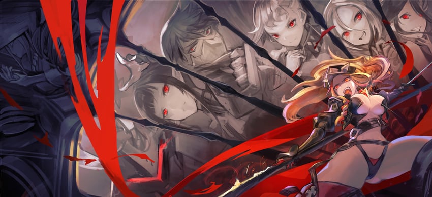 Pixiv Fantasia、Pixiv Fantasia Last Saga、八脚罗兹妮尔 惊讶 腰带 金发 乳房 闪光