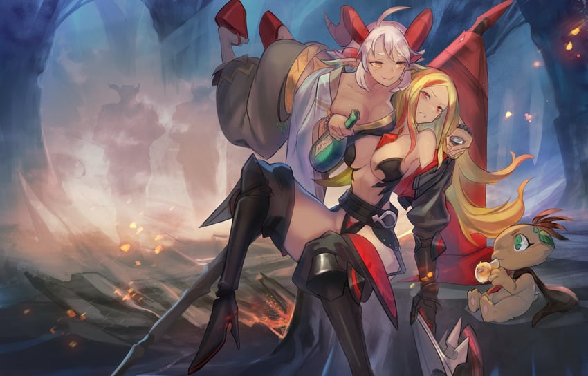 Pixiv Fantasia、Pixiv Fantasia Last Saga、vackenbale 2名女孩 酒 屁股 珠子手链 珠子