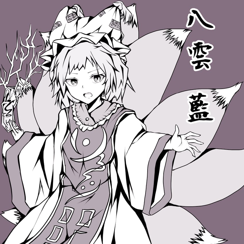 东方Project、八云蓝 1名女孩 幼化 兽耳 角色名称 连衣裙