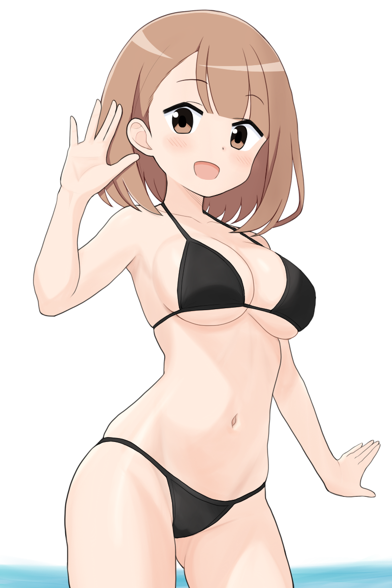 聚集！不可思议研究部、春日野朝阳 1名女孩 比基尼 黑色比基尼 乳房 棕眼睛