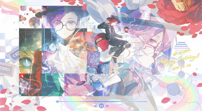 卡梅利亚（音乐家）、Camellia（Cametek） 1名男孩 中性 兽耳 黑帽子 蓝眼