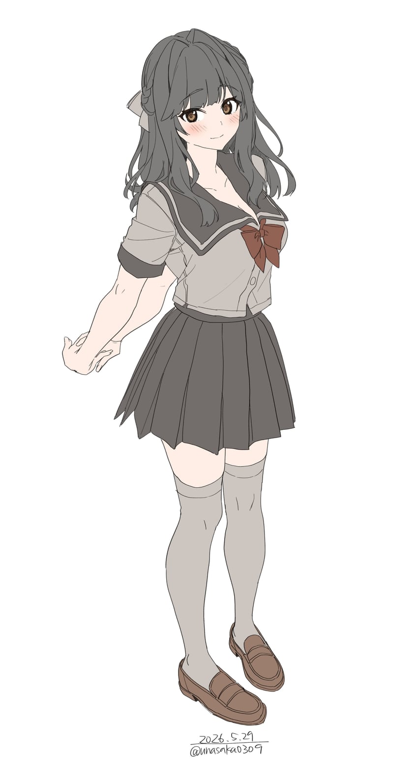 原创 1名女孩 双手背在身后 脸红 蝴蝶结 乳房