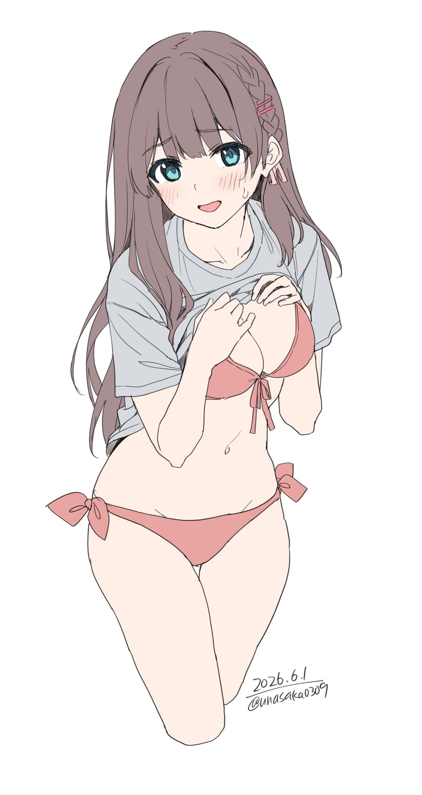 原创 1名女孩 比基尼 蓝眼 脸红 辫子