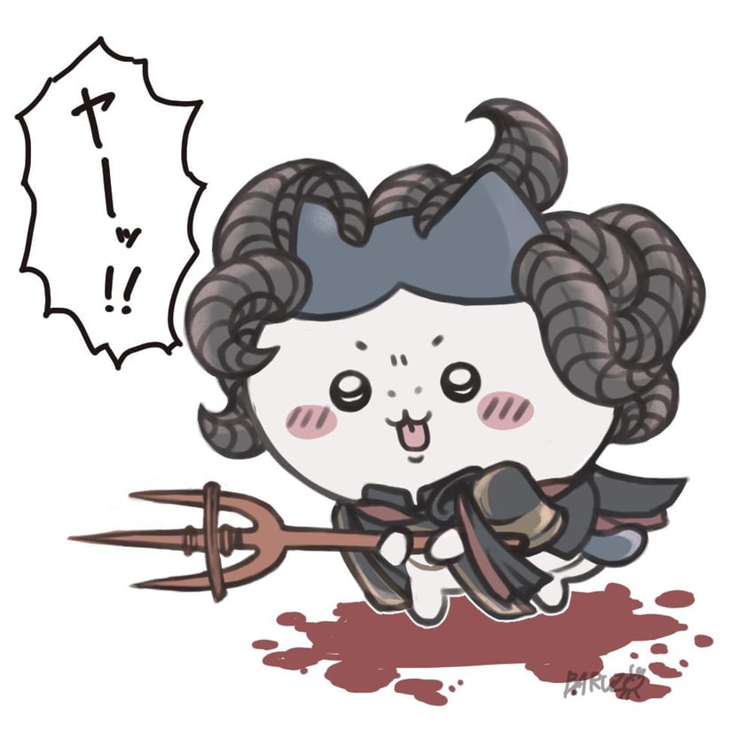 Chiikawa、艾尔登法环、八字猫 (吉伊卡哇) 不对称角 血 腮红贴纸 猫 Q版