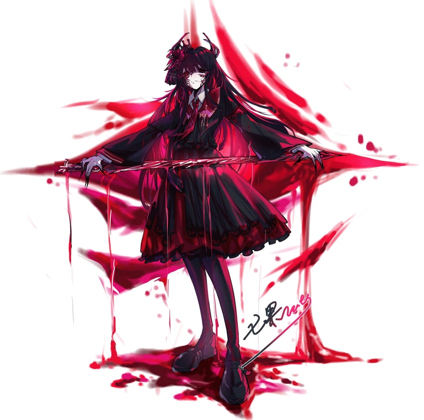 魔法少女的小镇审判、二阶堂博 臂章 作者名 黑发 黑色连裤袜 黑色裙子