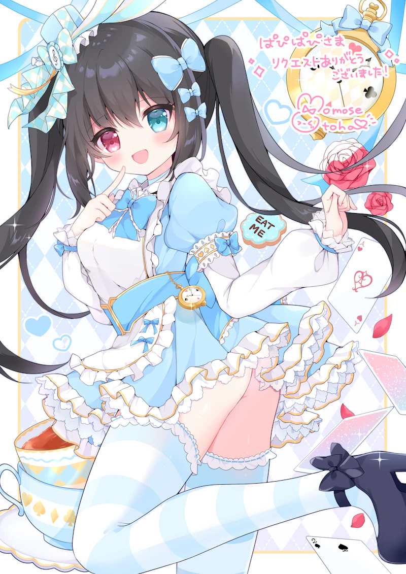 爱丽丝梦游仙境、原创、爱丽丝 (爱丽丝梦游仙境) 爱丽丝 (角色扮演) 围裙 水蓝色蝴蝶结 水色缎带 黑色蝴蝶结