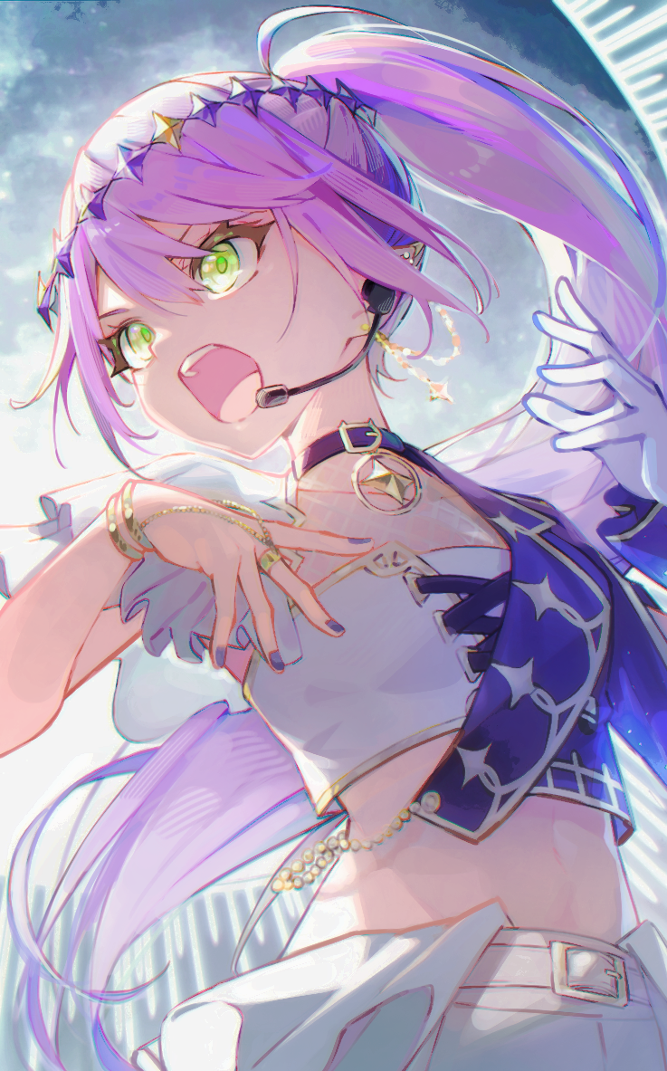 Hololive、常暗永远、常暗永远 (Break Your X.X.X) 1名女孩 抹胸 皮带项圈 蓝色夹克 手链