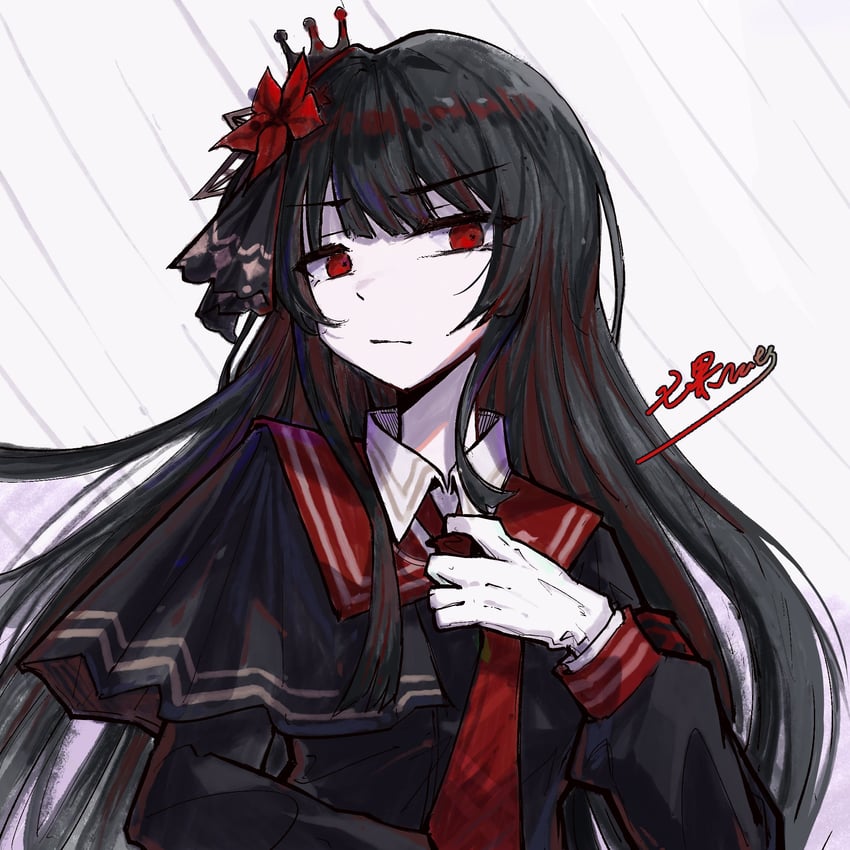 魔法少女的小镇审判、二阶堂博 1名女孩 整理衣服 调整领带 臂章 作者名