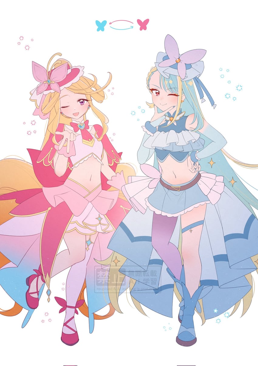 开阔天空！光之美少女、名侦探光之美少女、光之美少女 2名女孩 踝靴 后背蝴蝶结 腰带 黑色皮带