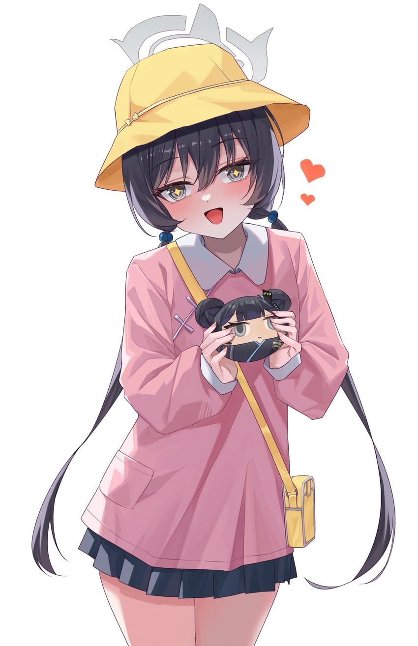 蔚蓝档案、妃咲 (碧蓝档案)、妃 (幼儿园制服) (蔚蓝档案) +_+ 1名女孩 包 黑发 灰瞳