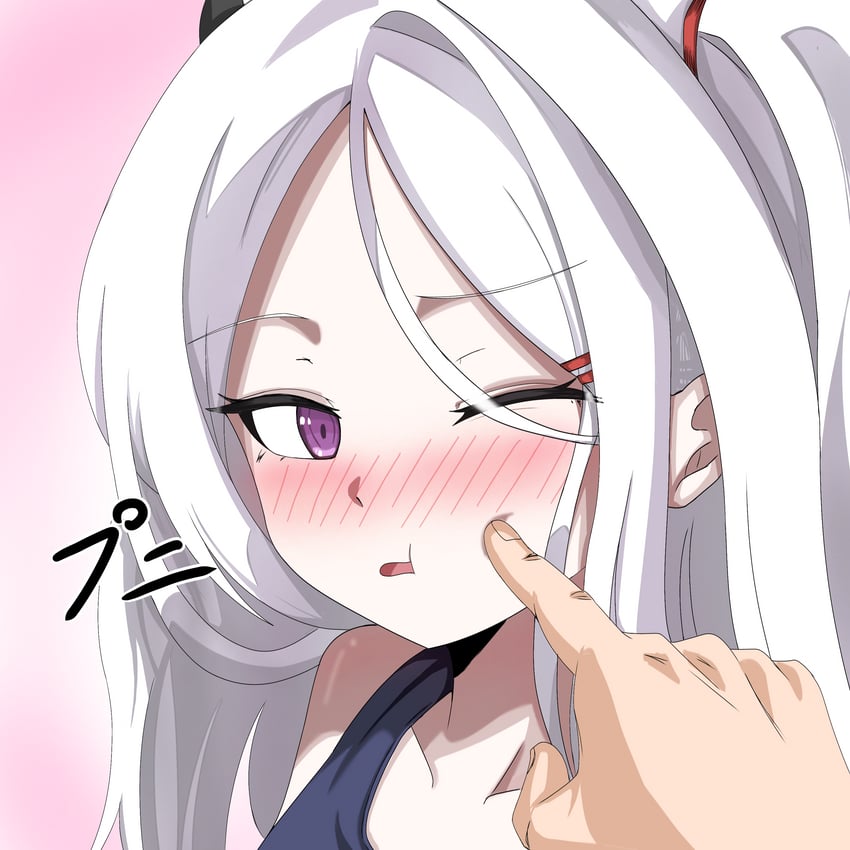 蔚蓝档案、空崎日奈、日奈 (泳装) (蔚蓝档案) 1名男孩 1名女孩 脸红 恶魔娘 恶魔角