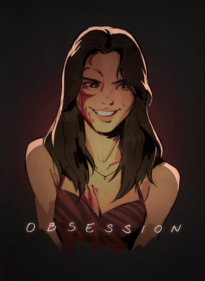 obsession (movie)、nikki (obsession) 1名女孩 血 胸上的血 脸上带血 乳房