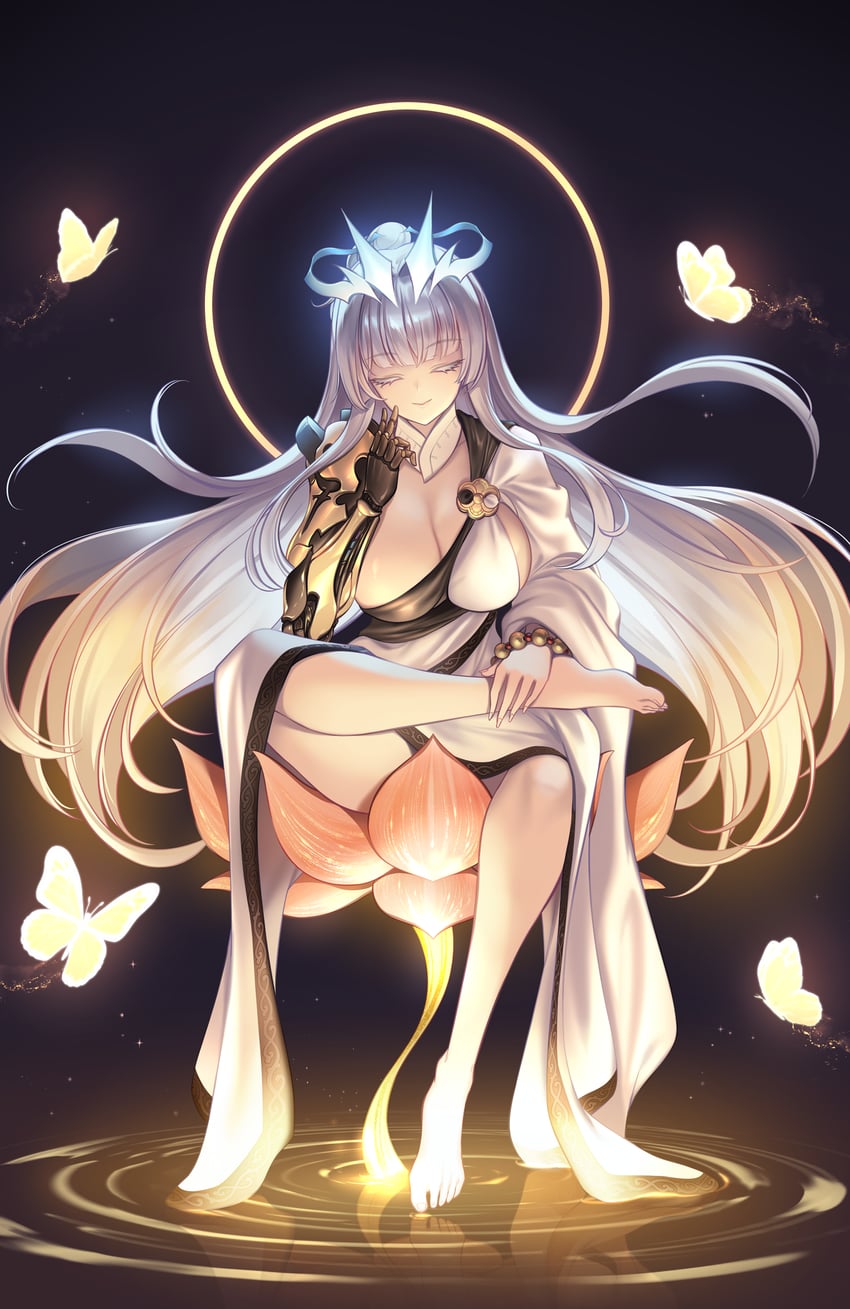 胜利女神：妮姬、那由多 (胜利女神：妮姬) 1名女孩 赤脚 黑色背景 齐刘海 乳房