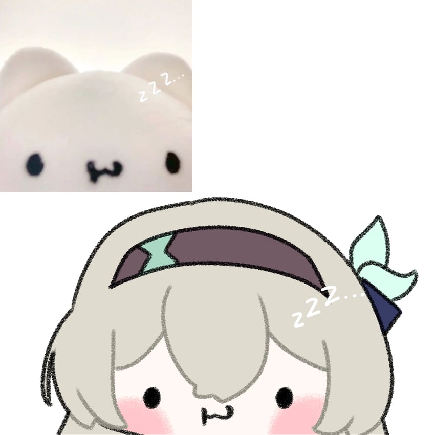 崩坏：星穹铁道、崩坏系列、流萤 (崩坏：星穹铁道) 1名女孩 猫脸笑 黑瞳 蓝色丝带 棕色发带