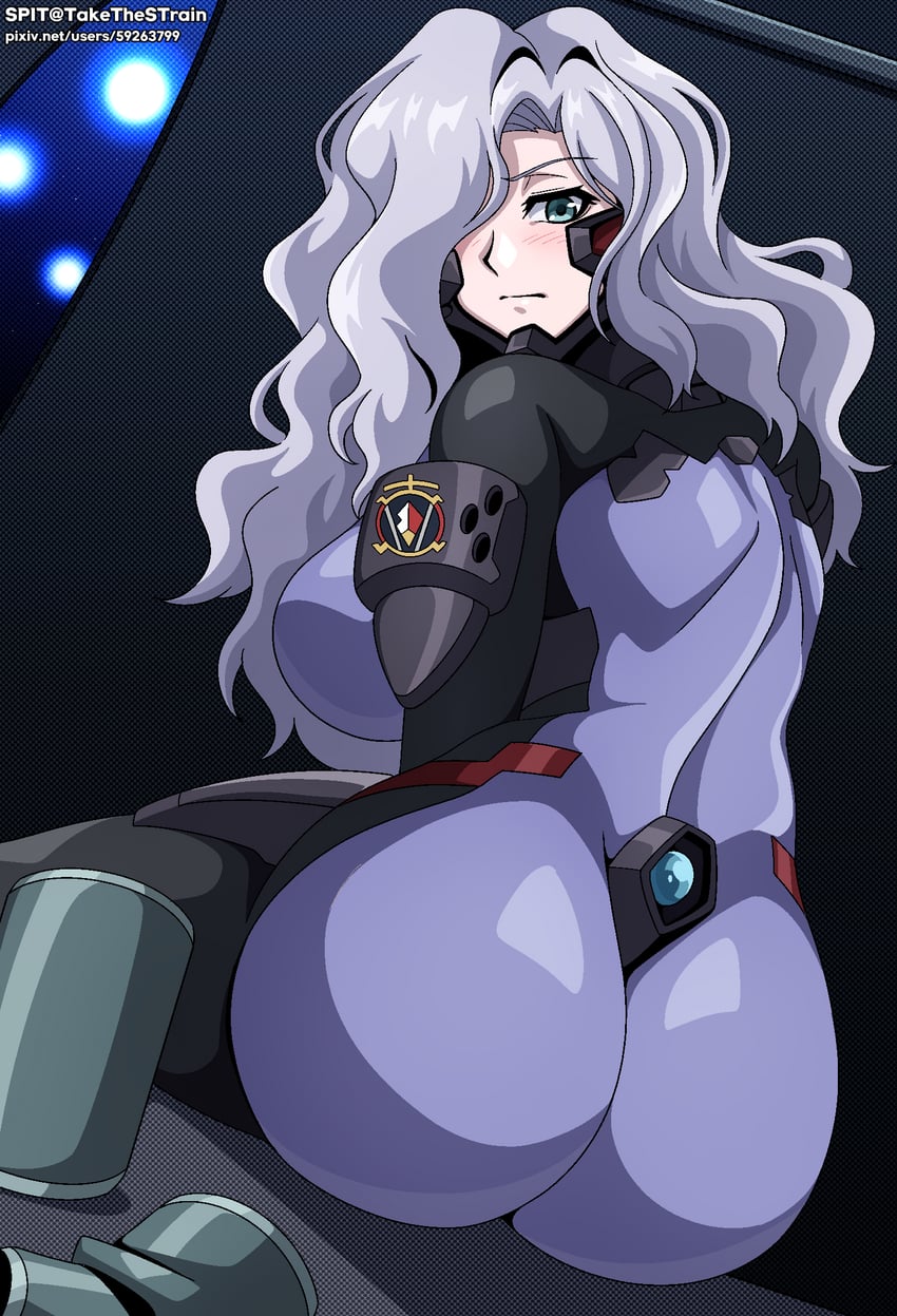 Muv-Luv、Muv-Luv Alternative、死亡黑标 1名女孩 屁股 蓝眼 脸红 紧身连体衣